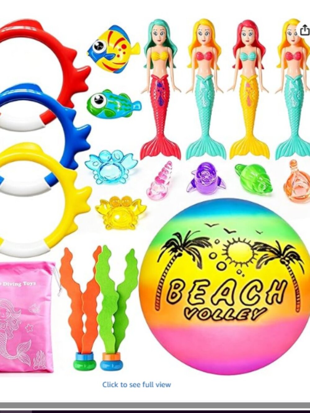 18-Piece Diving Pool Toys Set for Kids with Storage Bag Mermaid Water Toys